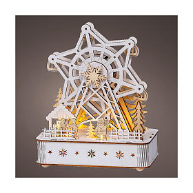 Carrossel floco de neve em madeira 100% FSC com movimento e LED branco quente 25 cm