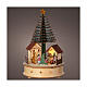Caixa de música árvore de Natal madeira colorida 100% FSC movimento LEDs brancos quentes 25 cm s1