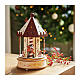 Carillon giostra Natale legno colorato movimento FSC 100% LED bianchi caldi 25 cm s2