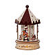 Carillon giostra Natale legno colorato movimento FSC 100% LED bianchi caldi 25 cm s3