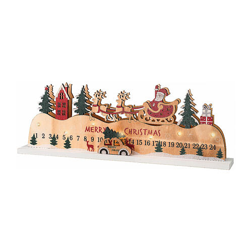 Adventskalender aus Holz mit Weihnachtsmann, Bewegung und LED-Beleuchtung, FSC 100% – 40 cm 2