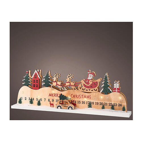 Calendário do Advento Pai Natal em movimento em madeira 100% FSC LED 12x40 cm 1