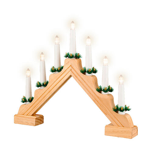 Natural 100% FSC mix wood Christmas decoration with LED candles, 13x16 in 2