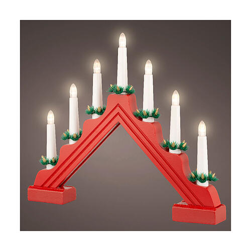 Decorazione candele LED legno rosso FSC mix 100% 32x40 cm 1