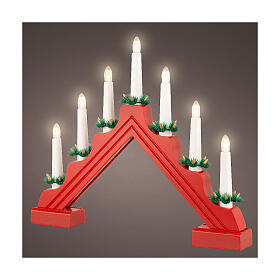 Red LED Candle Decoration FSC Mix 100% Wood, 32x40 cm