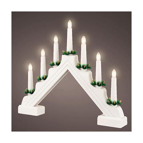 LED white wood candle decoration mix FSC 100%, 32x40 cm 1