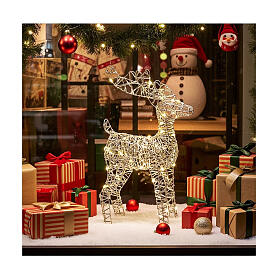 Golden reindeer with 40 warm white LEDs, indoor decoration, 16 in