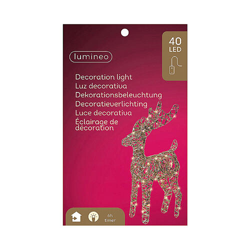Renna oro 40 led bianco caldo int h 40 cm 5