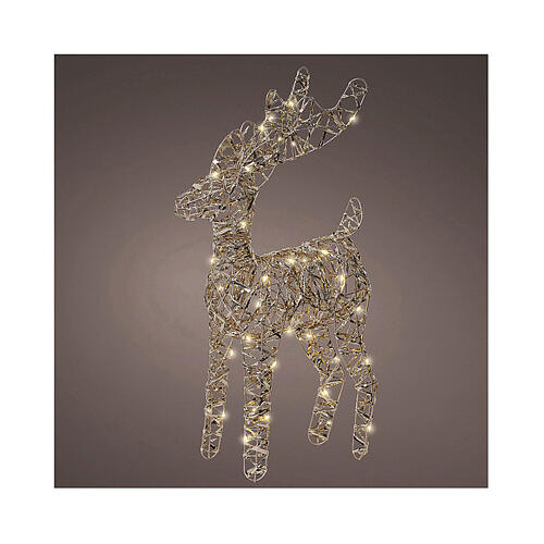 Renna oro 40 led bianco caldo int h 40 cm 1