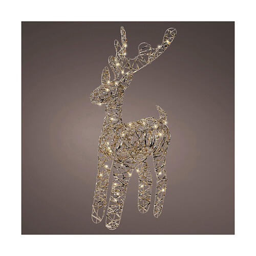 Renne doré 50 LEDs blanc chaud pour intérieur 55 cm 1