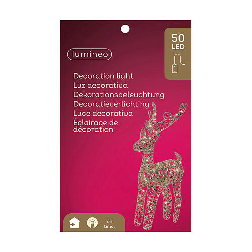 Renna oro 50 led bianco caldo int 55 cm 3