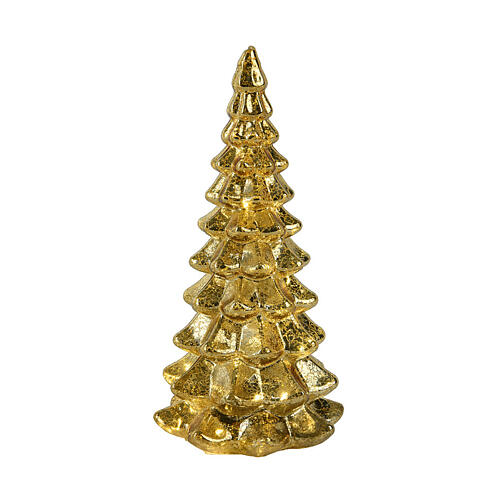 Sapin verre doré 15 LEDs blancs chauds 21 cm intérieur 3