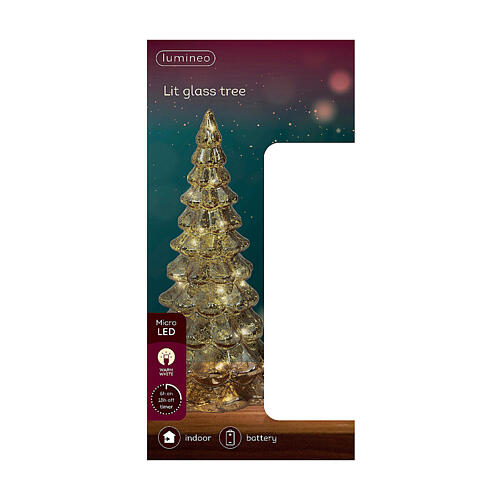 Sapin verre doré 15 LEDs blancs chauds 21 cm intérieur 5