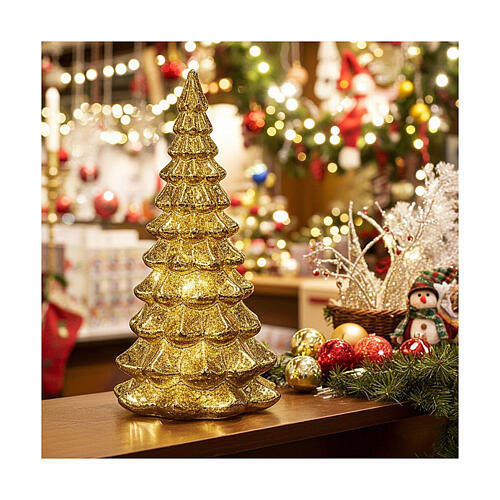 Albero vetro dorato 15 LED bianco caldo 20 cm uso interno 2