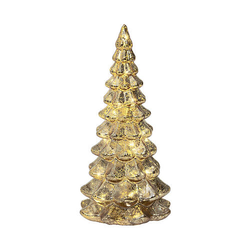 Albero vetro dorato 15 LED bianco caldo 20 cm uso interno 4