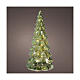 Albero vetro verde ed oro 15 LED bianco caldo 20 cm uso interno s1