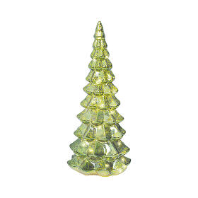 Sapin verre vert et or 20 LEDs blanc chaud 32 cm intérieur