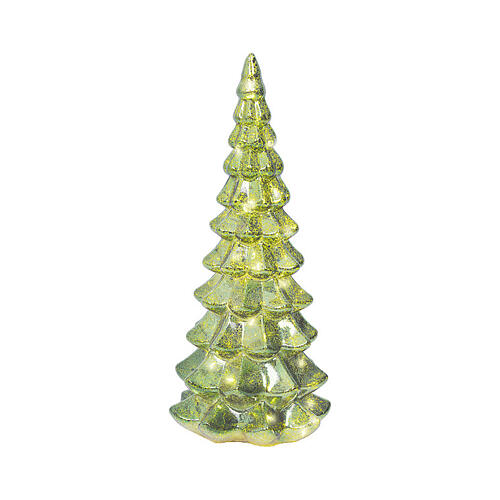 Albero vetro verde ed oro 20 LED bianco caldo 32 cm uso interno 3