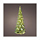Albero vetro verde ed oro 20 LED bianco caldo 32 cm uso interno s1