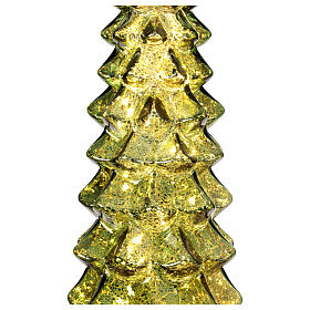 Dark green glass tree, 100 warm white LEDs, 22 in, indoor use