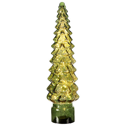 Dark green glass tree, 100 warm white LEDs, 22 in, indoor use 3