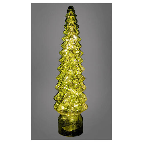 Glass dark green Christmas tree with 100 warm white LEDs, 55 cm, for indoor use 1