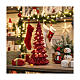 Red glass Christmas tree with 15 warm white LEDs, 8 in, indoor use s2