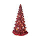 Red glass Christmas tree with 15 warm white LEDs, 8 in, indoor use s3