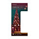 Red glass Christmas tree with 15 warm white LEDs, 8 in, indoor use s4