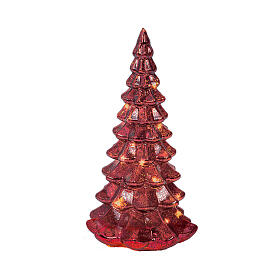 Árvore vidro vermelho 15 LEDs branco quente 20 cm interno