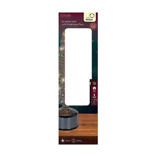 Árbol giratorio vidrio transparente 15 LED blanco cálido 35 cm uso interno 3