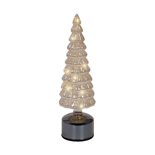 Albero rotante vetro trasparente 15 LED bianco caldo 35 cm uso interno 2