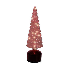 Albero rotante vetro rosso 15 LED bianco caldo 35 cm uso interno