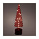 Albero rotante vetro rosso 15 LED bianco caldo 35 cm uso interno s1