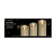 Tres velas LED cera dorada parpadeante 15x7cm blanco cálido s3