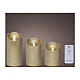 Set of three flickering golden wax LED candles 15x7cm warm white s1