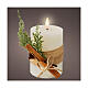 Decorated white wax candle with warm white flickering LED, 5x3 in s1