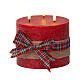 Vela tres mechas LED cera roja decorada parpadeante 15x15 cm blanco cálido s2