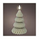 Bougie sapin de Noël LED cire verte flamme tremblante 13x9 cm blanc chaud s1