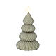 Bougie sapin de Noël LED cire verte flamme tremblante 13x9 cm blanc chaud s2