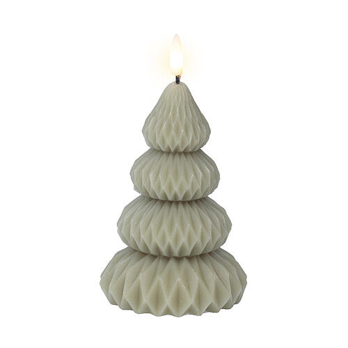 Candela albero di Natale LED cera verde tremolante 12x9 cm bianco caldo 2
