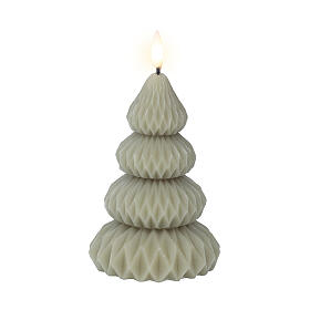 Flickering LED Christmas tree wax candle 13x9 cm warm white