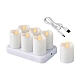 Set sei lumini LED votivi bianchi ricaricabili luce bianca calda 6x4 cm s3