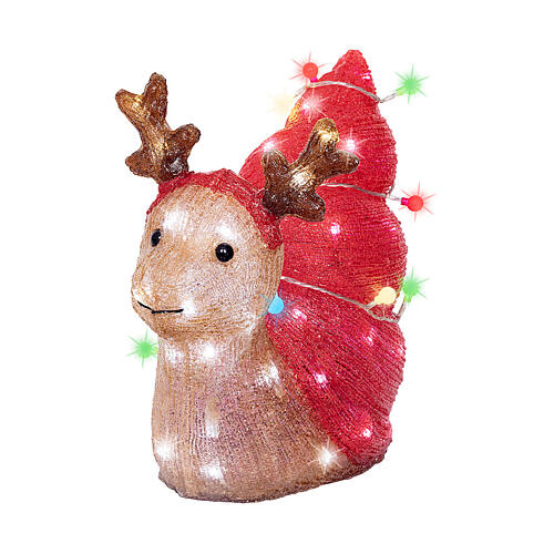 Weihnachtsschnecke mit Rentiergeweih, Acrylfigur, 35 × 35 cm, 70 LEDs, kaltweiß, innen/außen 3