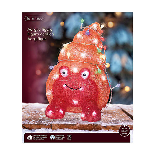 Caranguejo-eremita de Natal em acrílico com LEDs branco frio 30x24 cm 3
