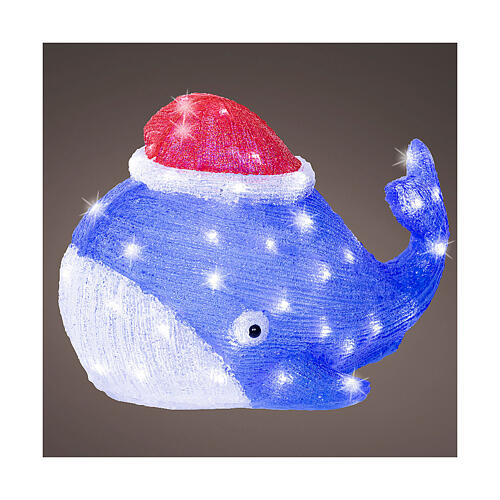 Christmas whale with cold white LED lights, 12x18 in 1