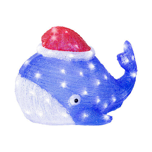 Wieloryb z czapką bożonarodzeniową- figura świetlna, LED światło białe zimne, 30×45 cm 4