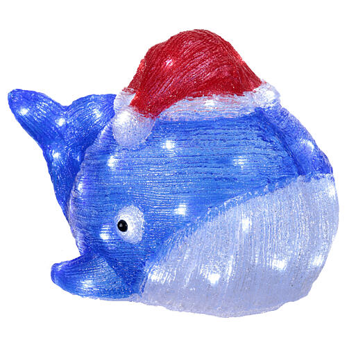 Baleia chapéu de Natal LEDs branco frio 30x45 cm 3