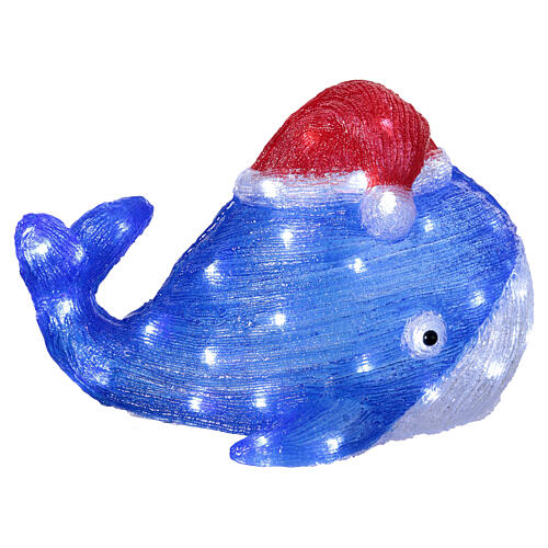 LED Whale with Christmas Hat Cold White Light 30x45 cm 5