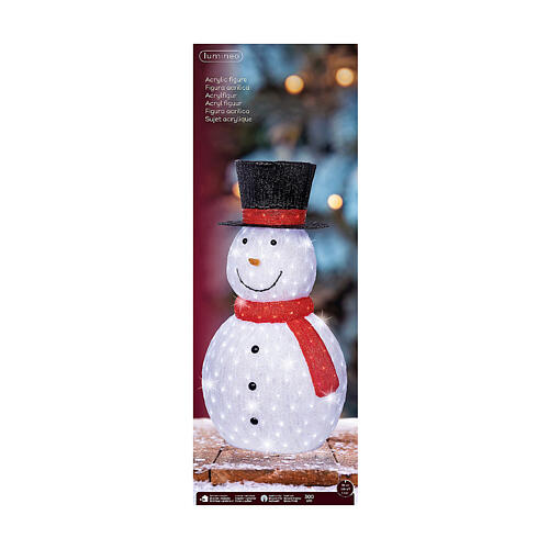Bonhomme de neige lumineux LED blanc froid en acrylique 107x58 cm 3